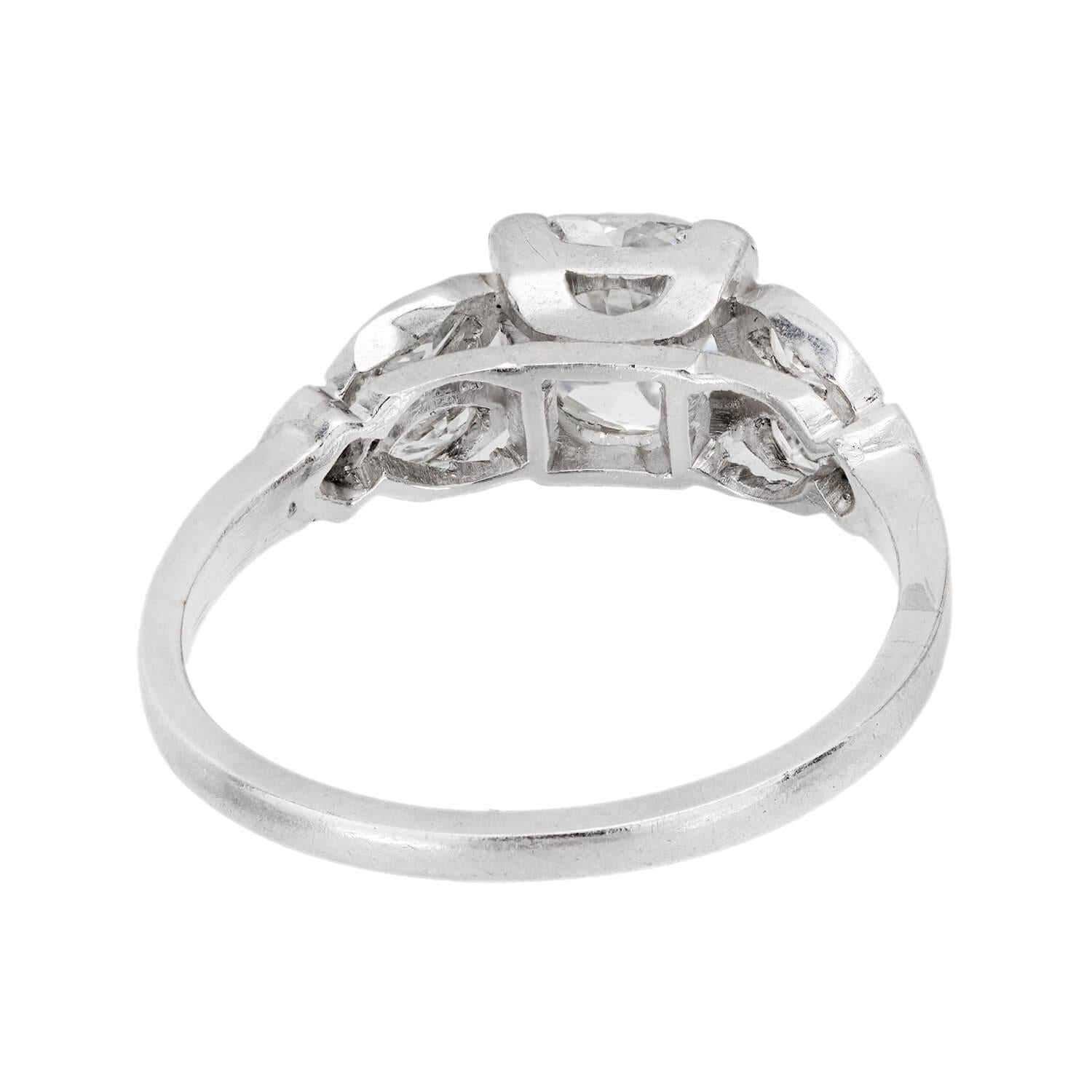 Art Deco Platinum Diamond Engagement Ring and Band Set .75ct