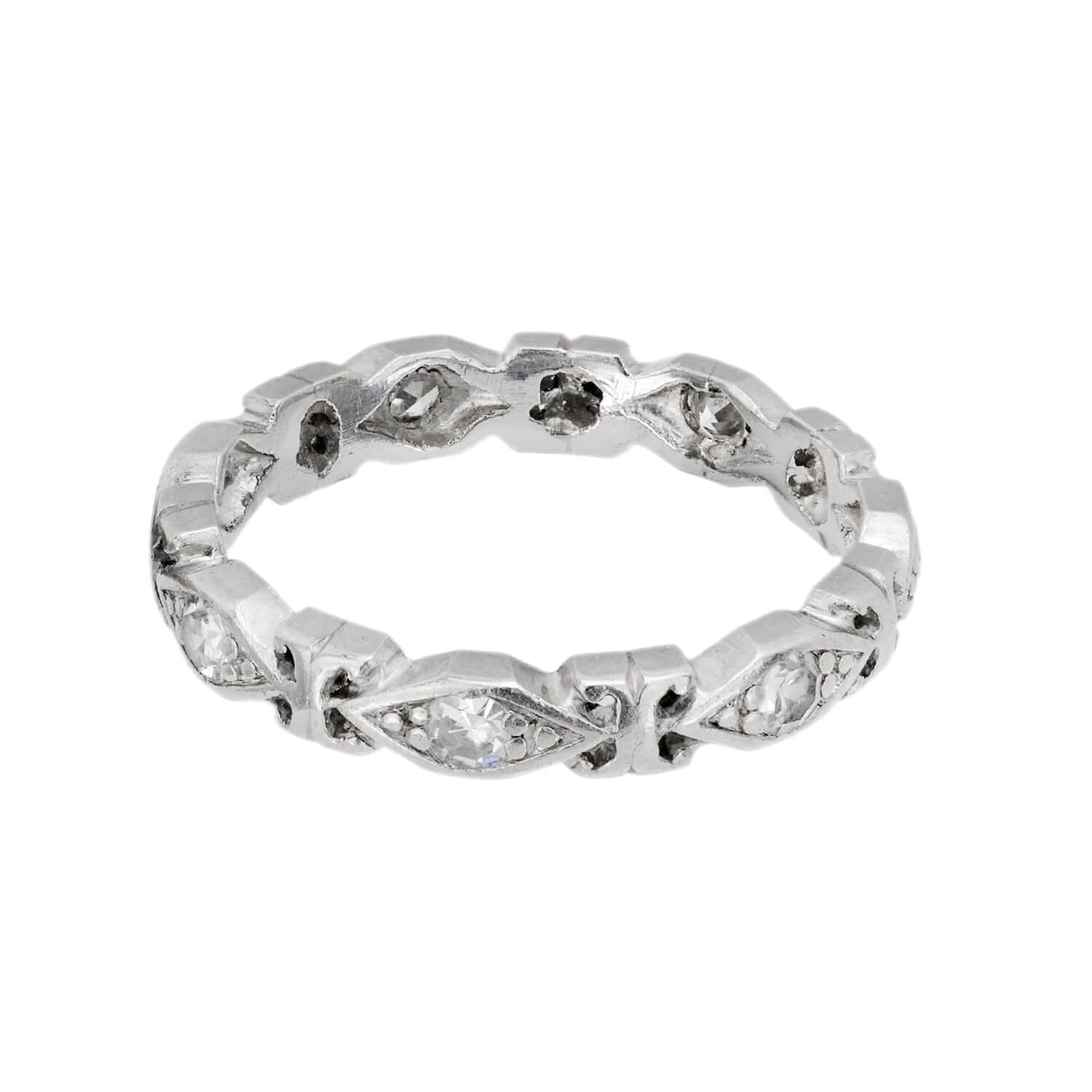 Art Deco Platinum Diamond Engagement Ring and Band Set .75ct