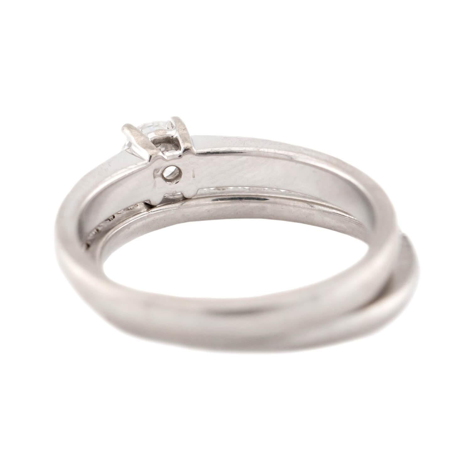 Estate 18k Diamond Engagement Ring & Wedding Band Set .34ct