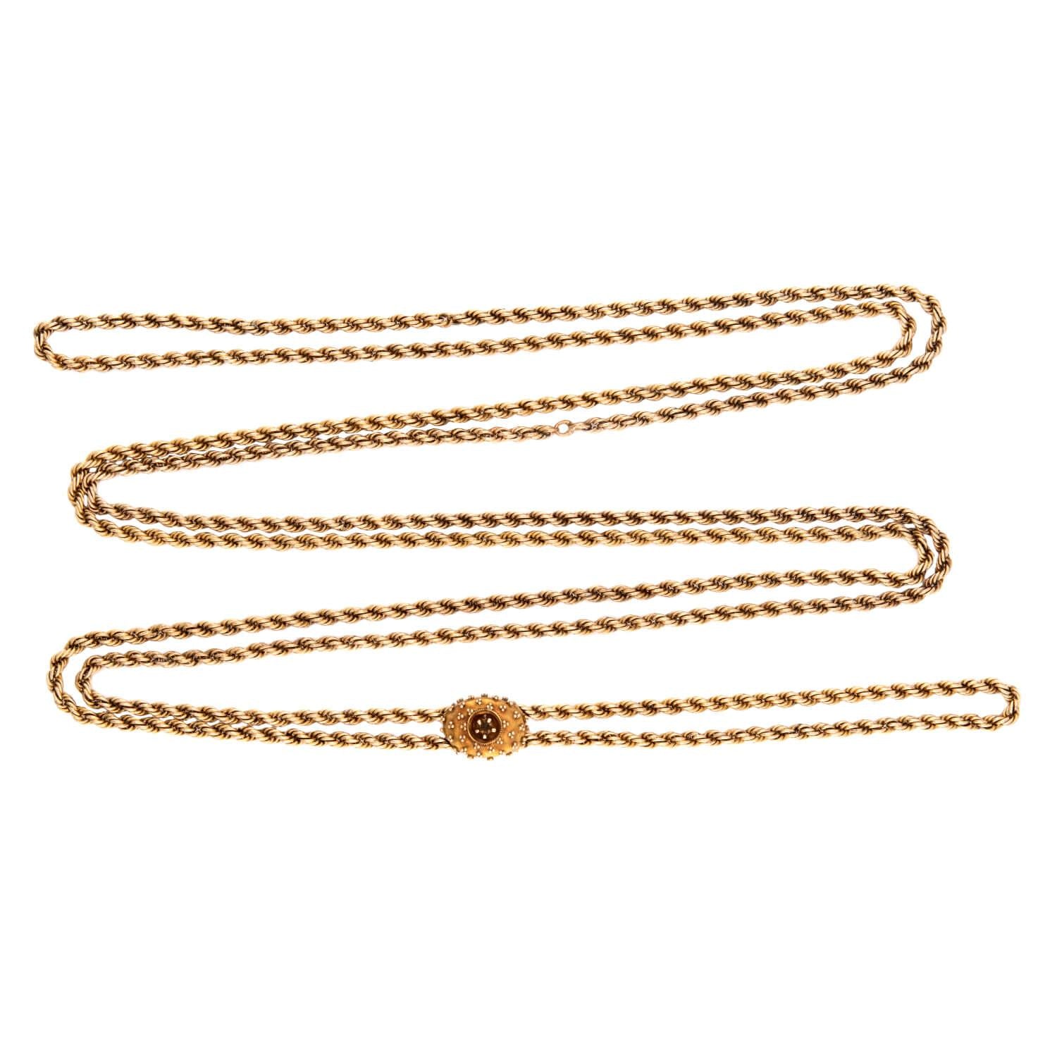 Art Nouveau Gold-Filled Slide Chain Necklace 50"