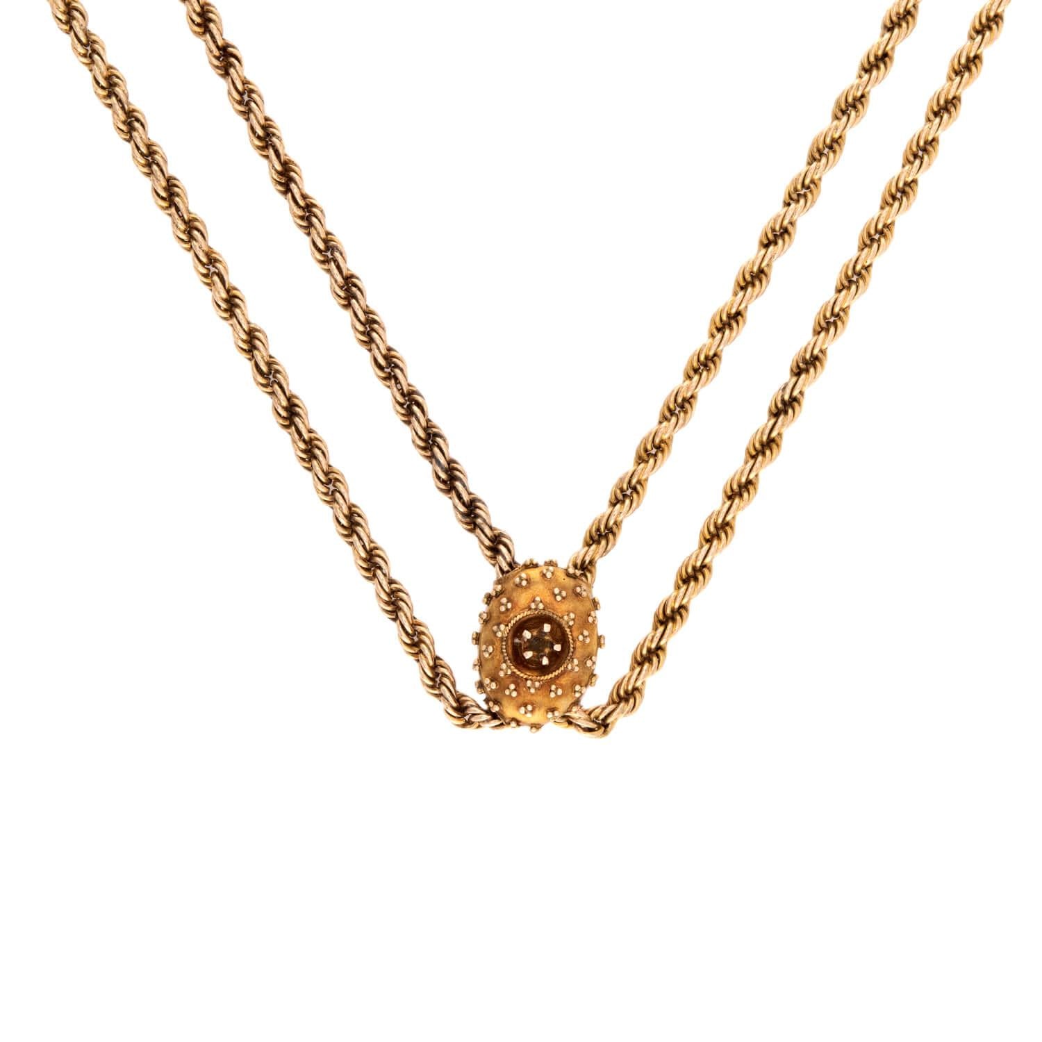 Art Nouveau Gold-Filled Slide Chain Necklace 50"