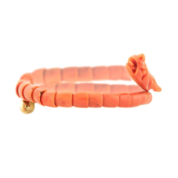 Victorian 14k Coral Dragon Wrap Bracelet