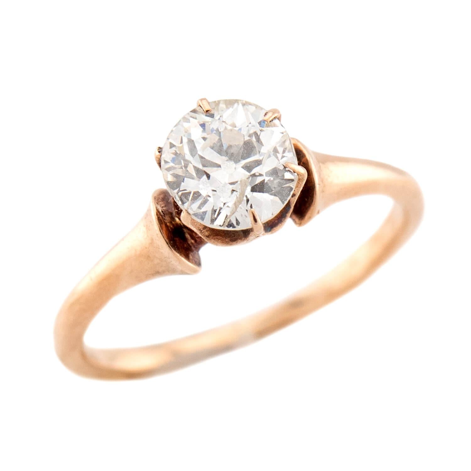 Victorian 14k Diamond Engagement Ring .75ct