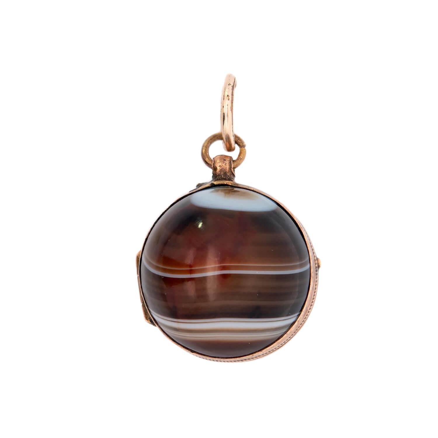 Victorian 10K Agate Locket Pendant