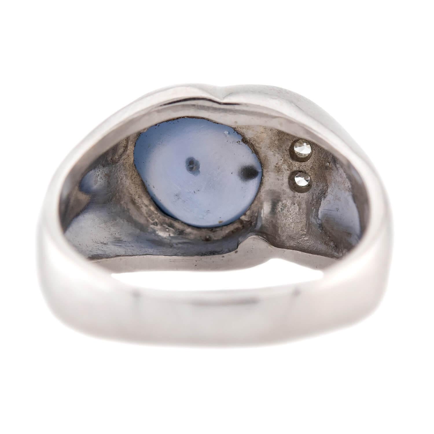 Estate 14k Star Sapphire & Diamond Ring