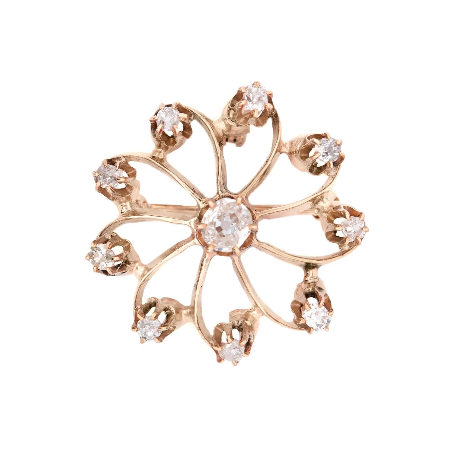 Victorian 14k Diamond Snowflake Pin/Pendant