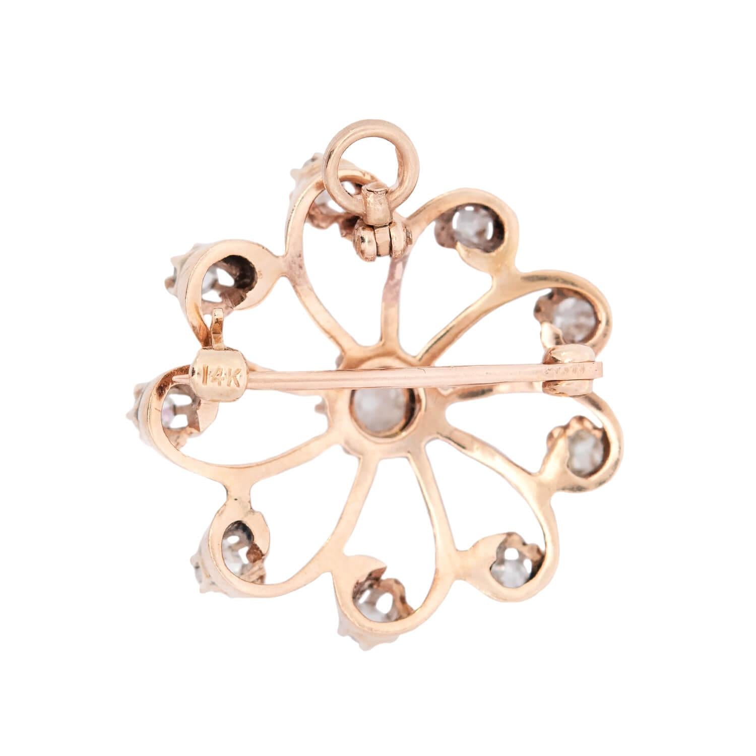 Victorian 14k Diamond Snowflake Pin/Pendant