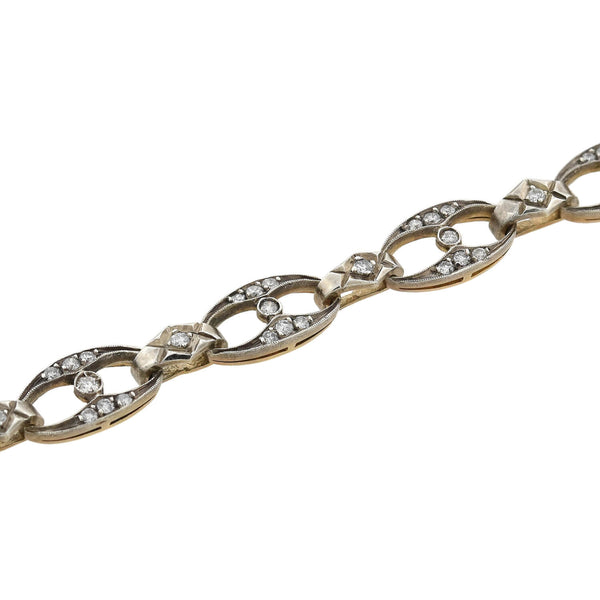 Edwardian 14kt/Sterling Diamond Encrusted Link Bracelet 1.75ctw