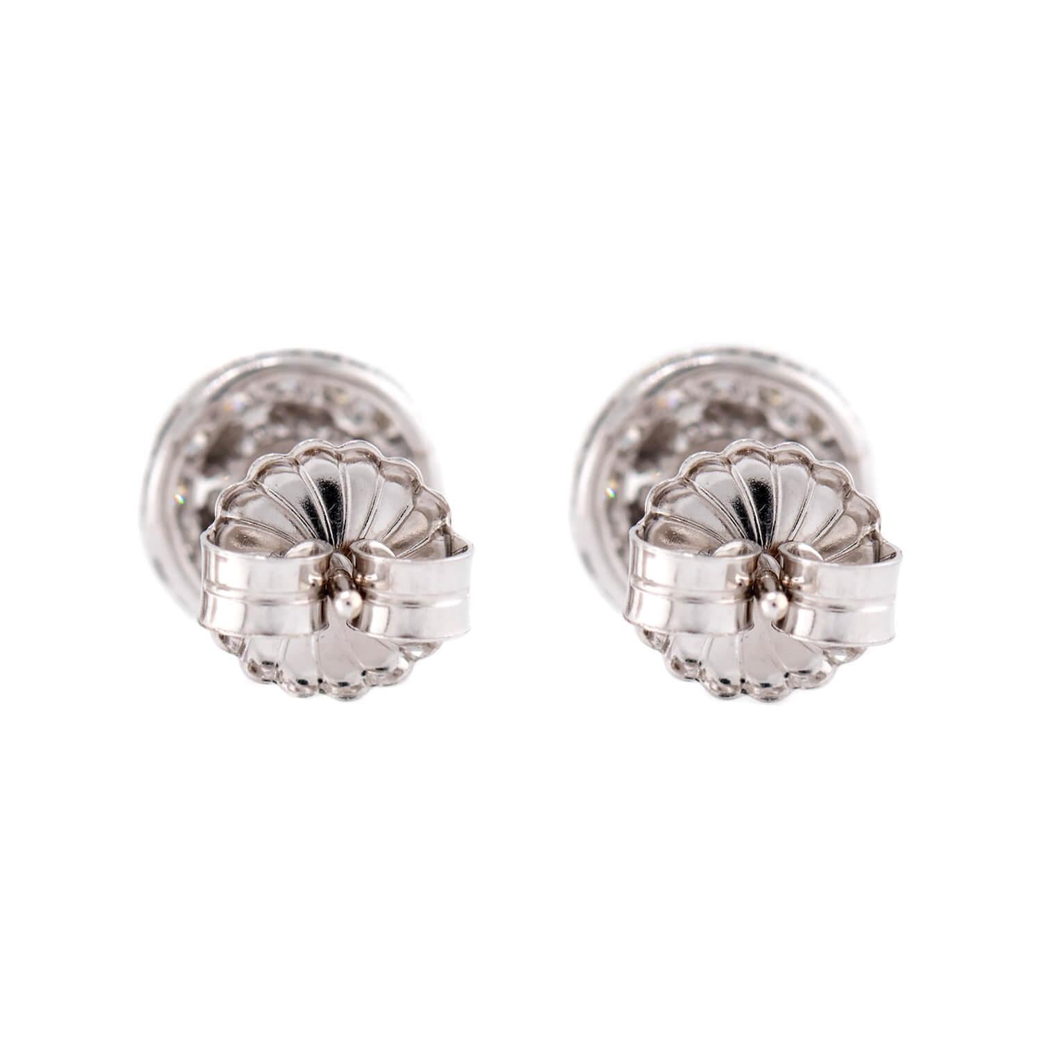 Estate Platinum Diamond Halo Stud Earrings 1ct