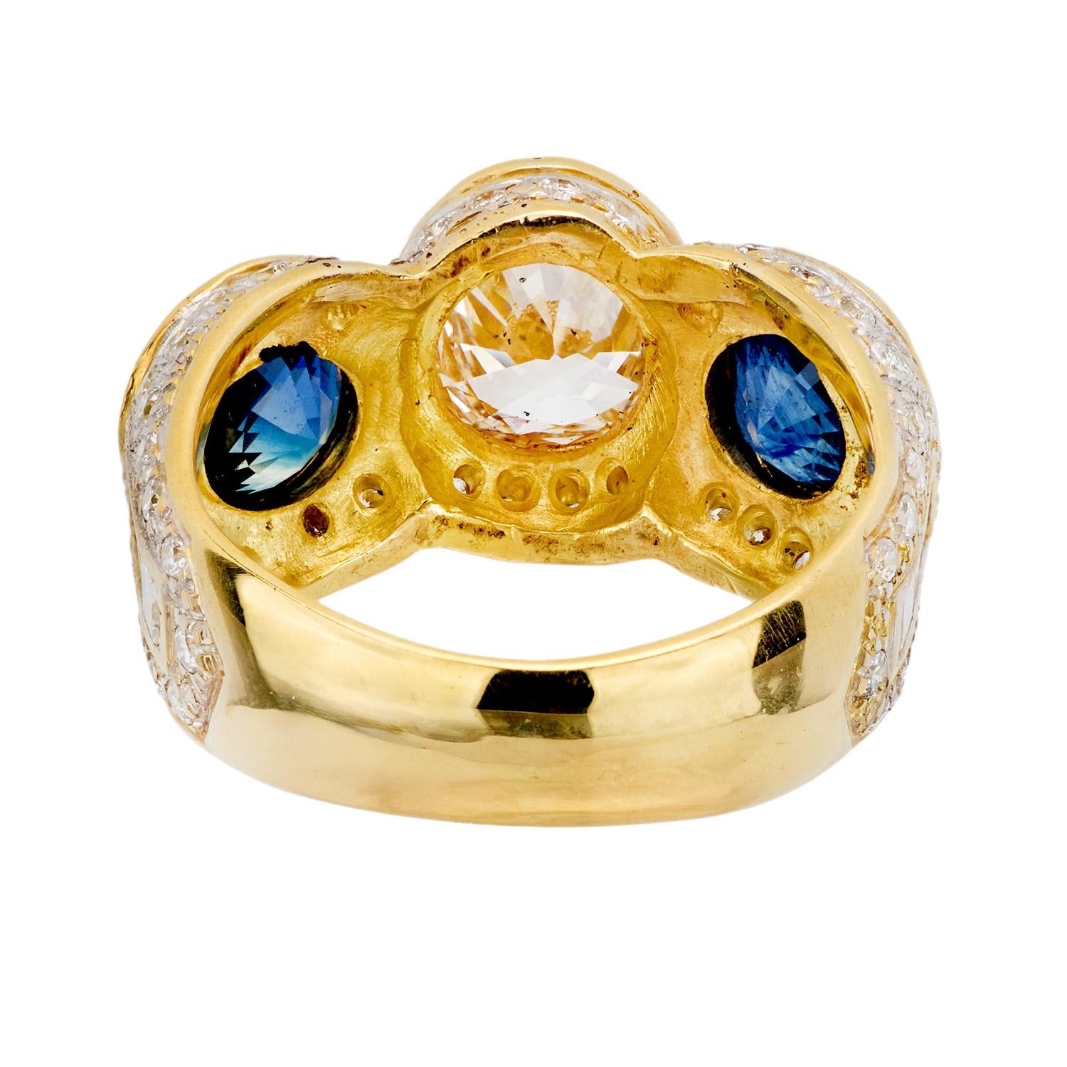 Vintage 18k Diamond and Sapphire Statement Ring