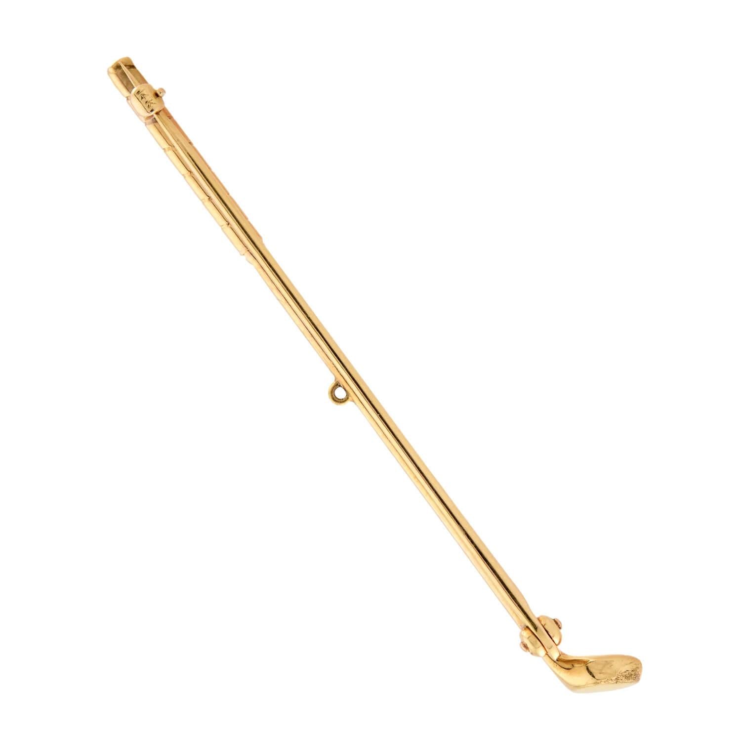 TIFFANY & CO. Edwardian 14K Pearl Golf Club Bar Pin