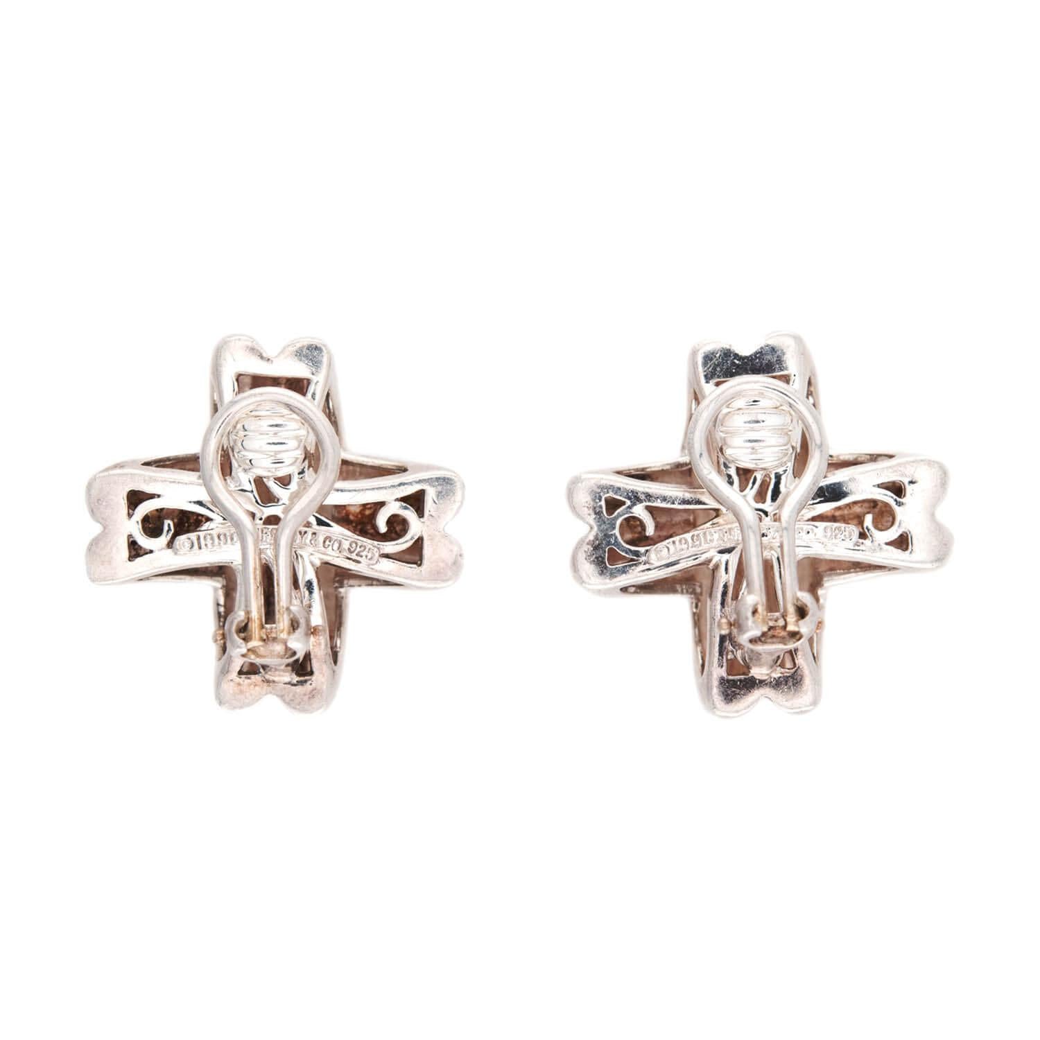 TIFFANY & CO. Estate Sterling Silver Knot Motif Earrings