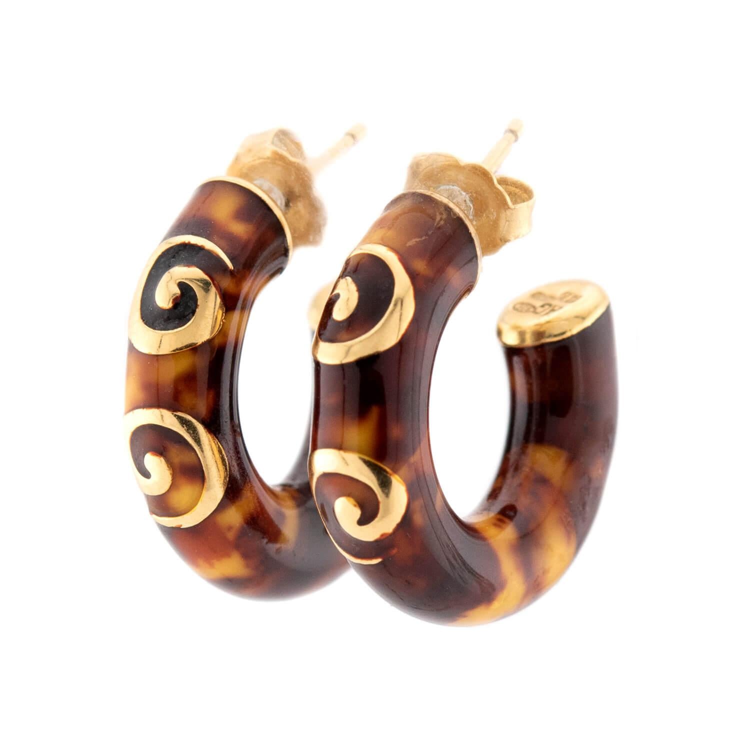 Estate Italian 18K/Sterling Silver Resin & Enamel Earring & Bracelet Set