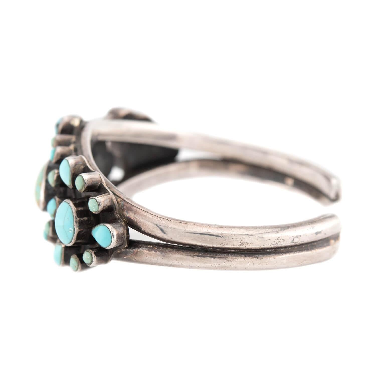 Vintage Native American Sterling Silver Turquoise Cuff Bracelet