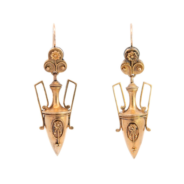Victorian English 15kt Gold Urn Earrings