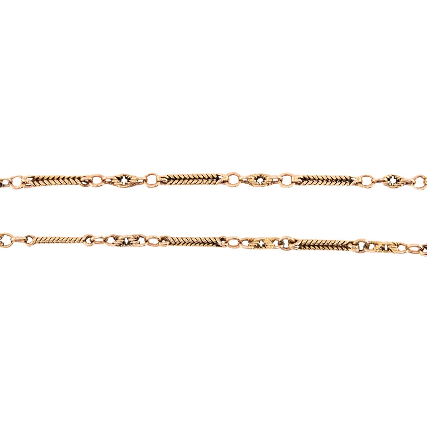 Victorian English 15k Watch Chain Necklace 58"