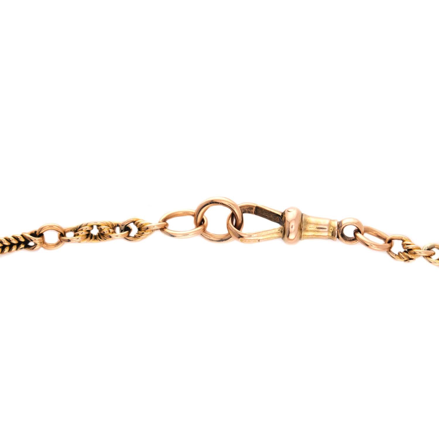 Victorian English 15k Watch Chain Necklace 58"