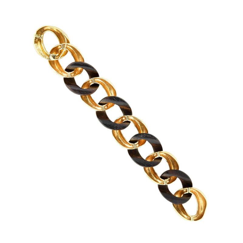 VALENTIN MAGRO Estate 18k Gold & Wood Curb Link Bracelet