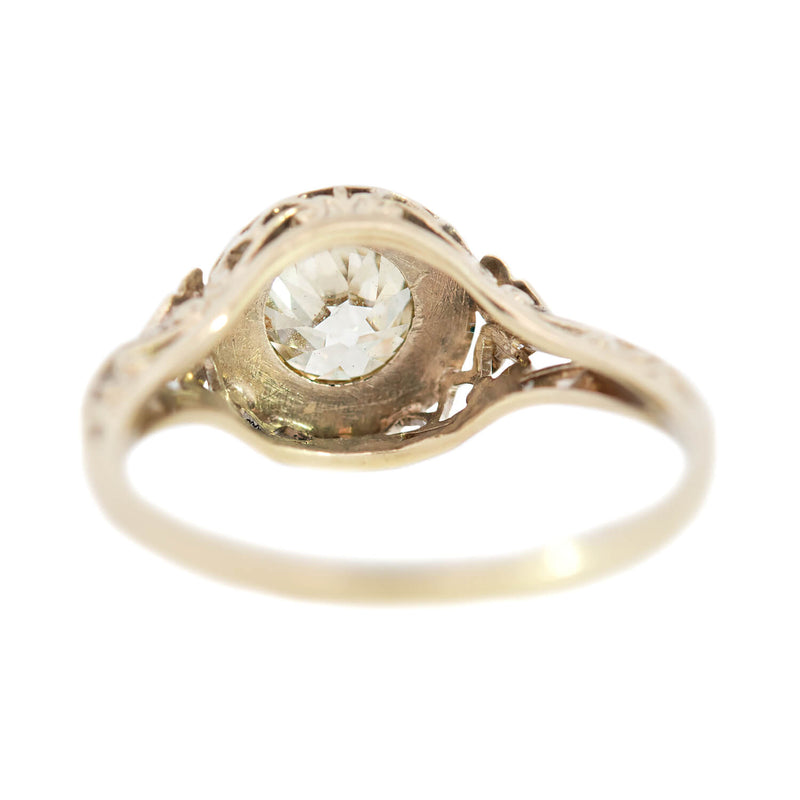 Art Deco 14kt Yellow Gold Diamond Engagement Ring 1.11ct