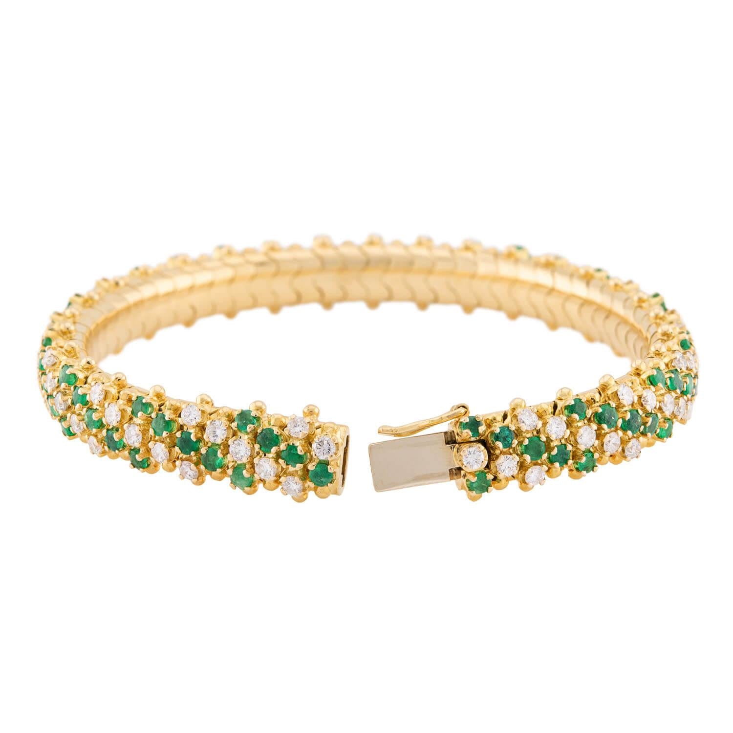 Vintage 18k Emerald & Diamond Bracelet