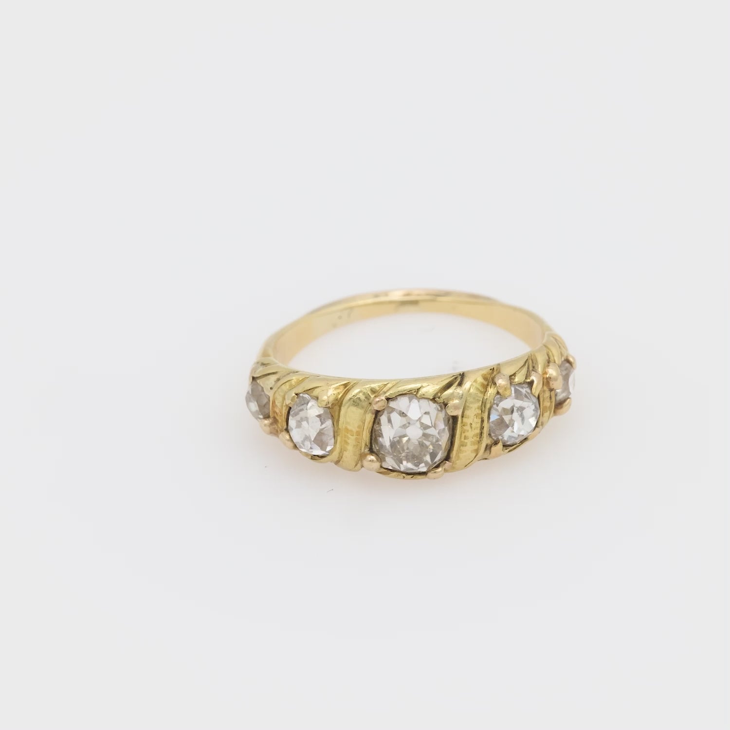 Victorian 14k Diamond Five Stone Ring