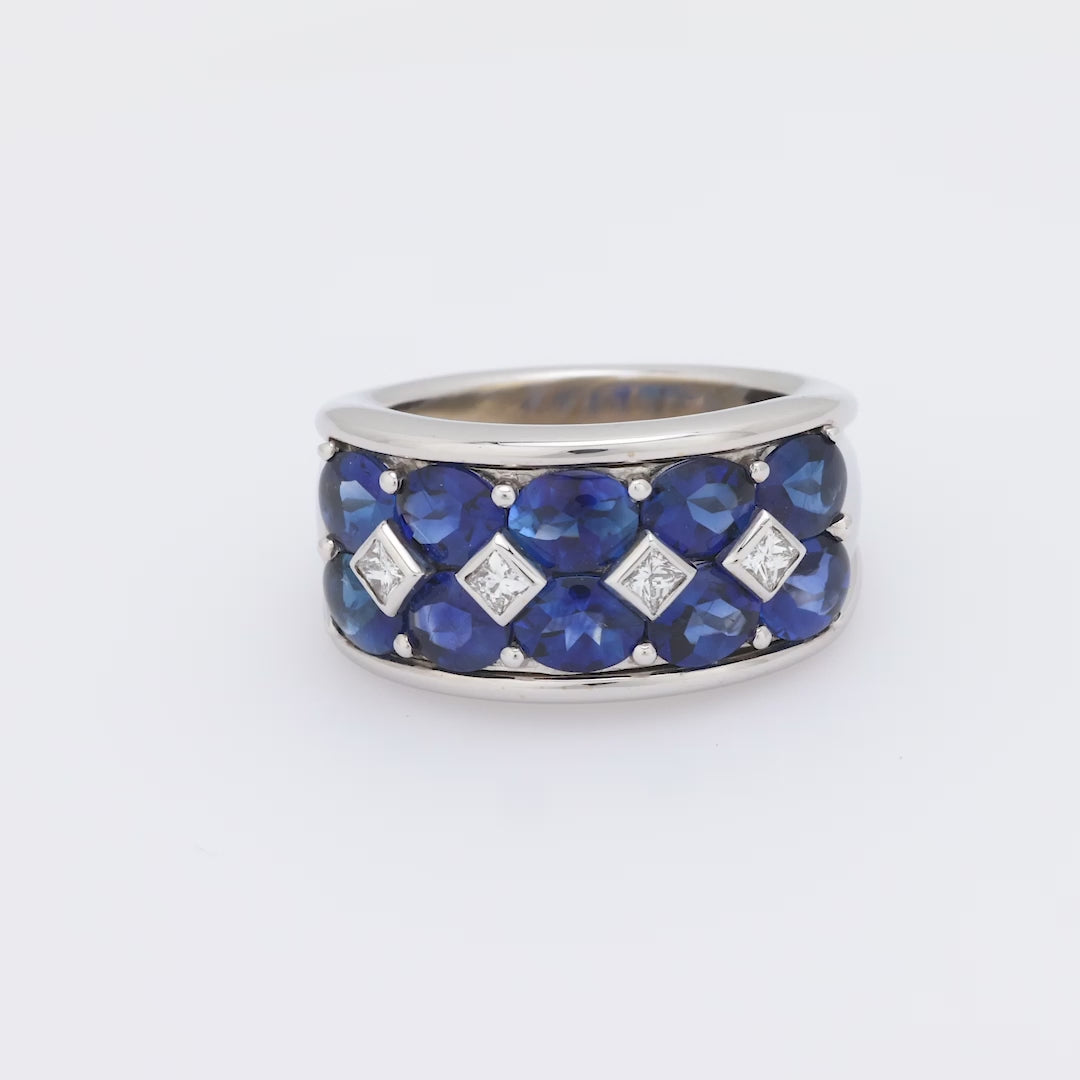 Estate 18k Sapphire and Diamond Half Band