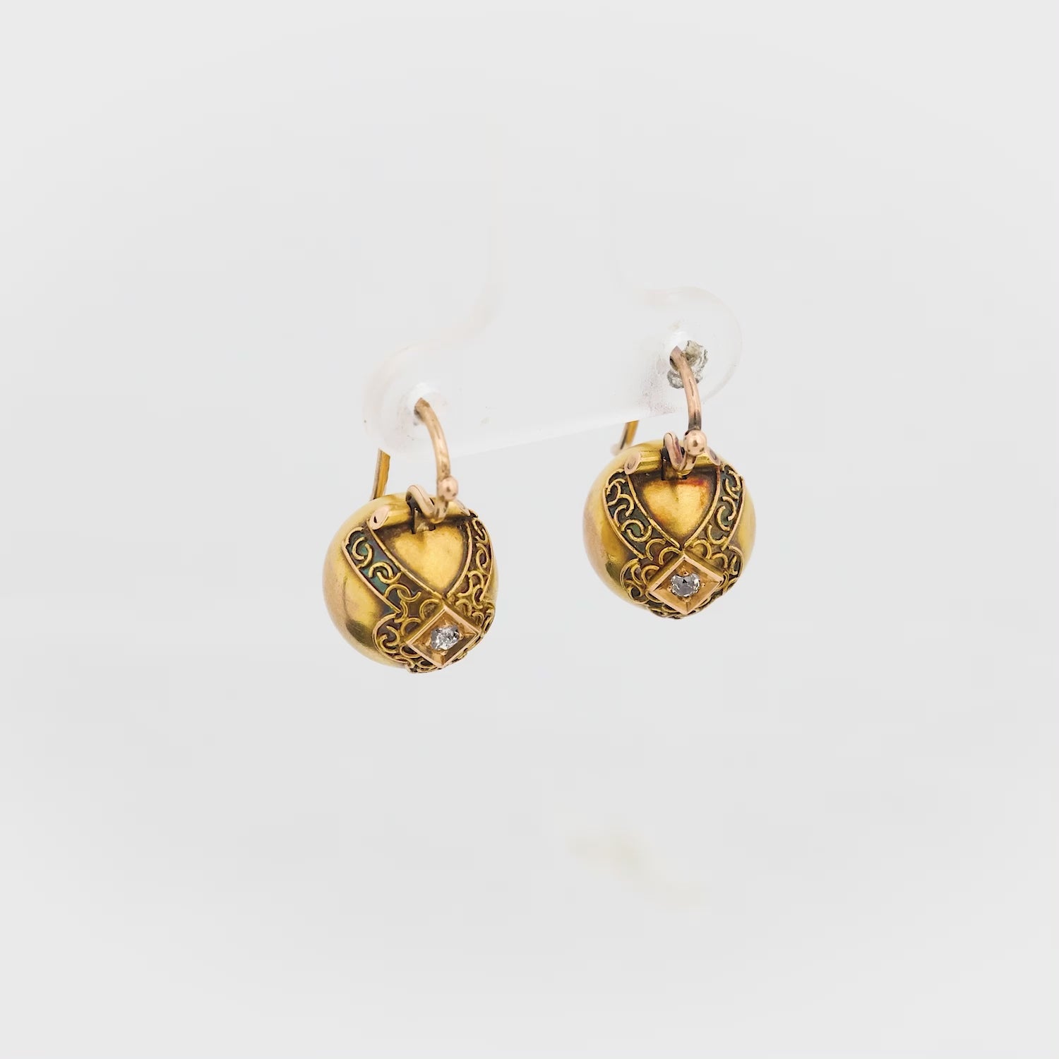 Victorian 14k Diamond Ball Earrings