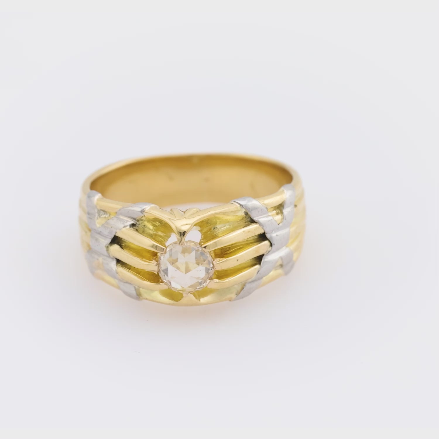 Art Nouveau 18k/Platinum Diamond Engagement Ring 0.41ct