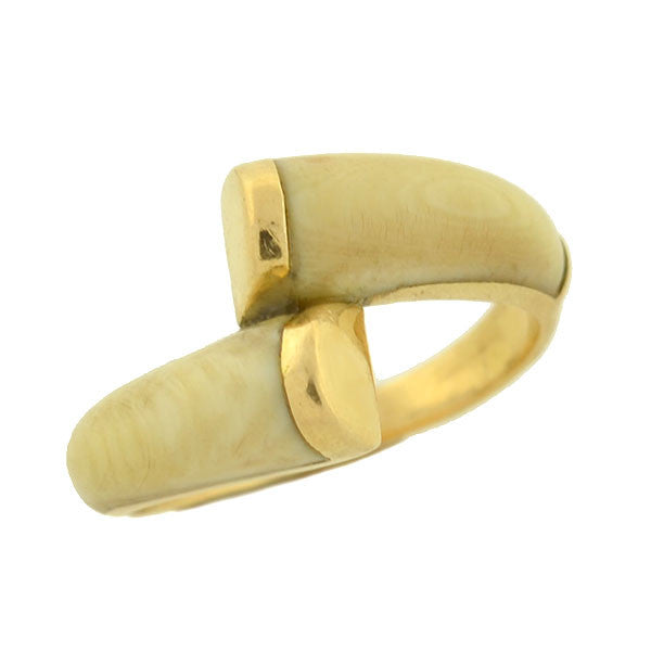 Vintage 14kt Carved Ivory Bypass Ring
