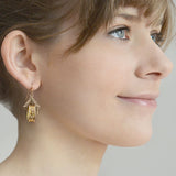 Victorian 15kt Gold Dangling Triangle & Hoop Earrings
