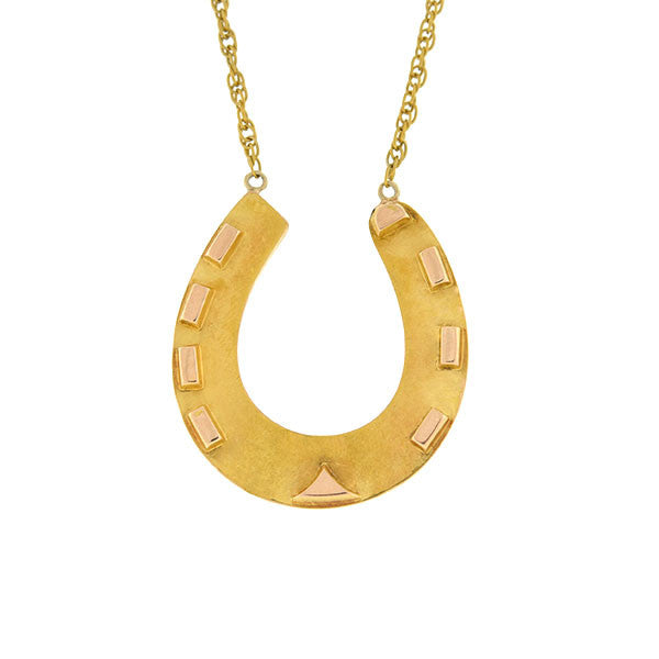 Victorian 15kt Yellow & Rose Gold Horseshoe Necklace