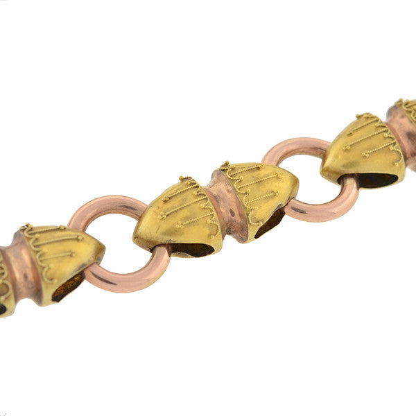 Victorian 18kt Etruscan Urns Book Chain Necklace
