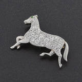 Edwardian Platinum & 14kt Diamond & Emerald Horse Pin