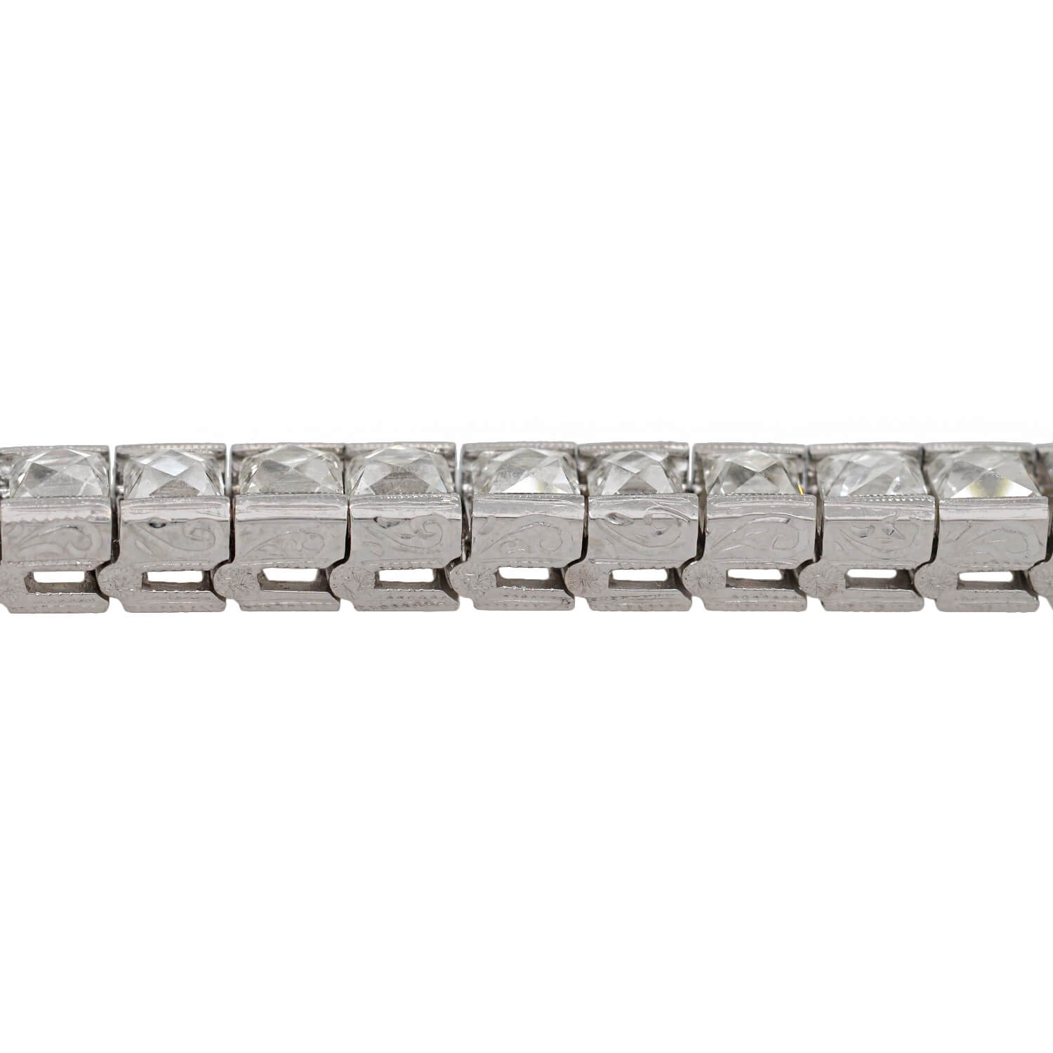 Custom Art Deco Style Platinum + French Cut Diamond Line Bracelet 20.90ctw