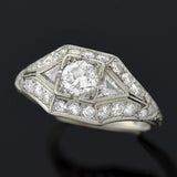 Art Deco Platinum & Diamond Engagement Ring .43ct