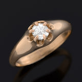 Victorian 14kt Diamond Solitaire Engagement Ring 0.49ct