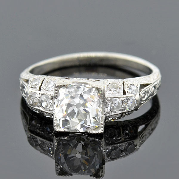 Art Deco Platinum Diamond Engagement Ring 1.23ct