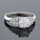 Art Deco Platinum Diamond Step Up Engagement Ring 1.01ct