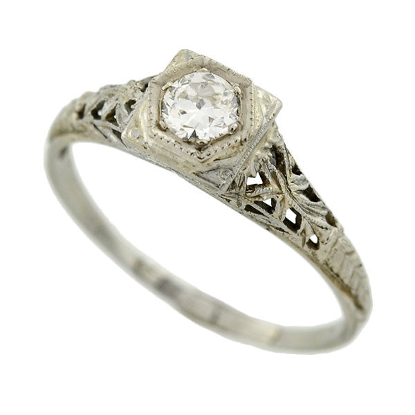 Art Deco 18kt Diamond Engagement Ring 0.26ct