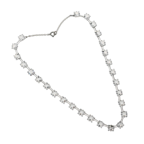 Art Deco Sterling & Rock Quartz Crystal Necklace