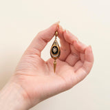 Victorian 9kt, Onyx + Pearl Dangle Earrings