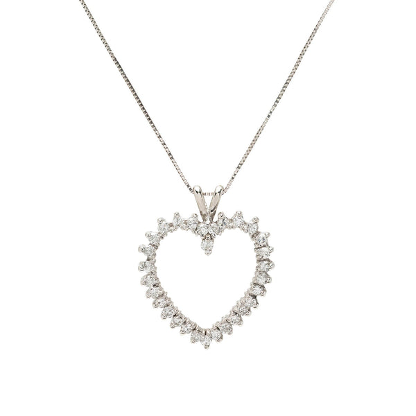Estate 14k Diamond Heart Necklace .60ctw