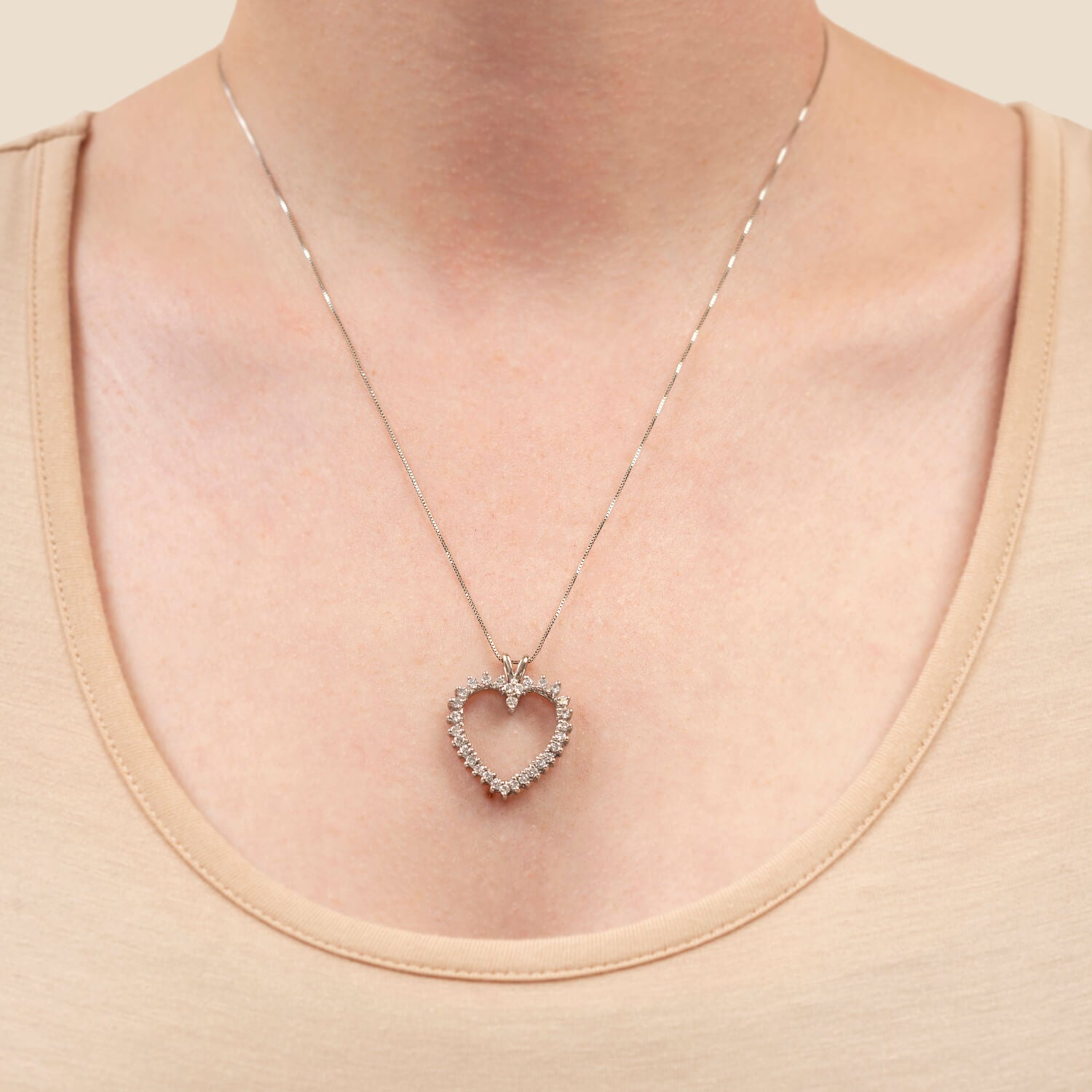 Estate 14k Diamond Heart Necklace .60ctw