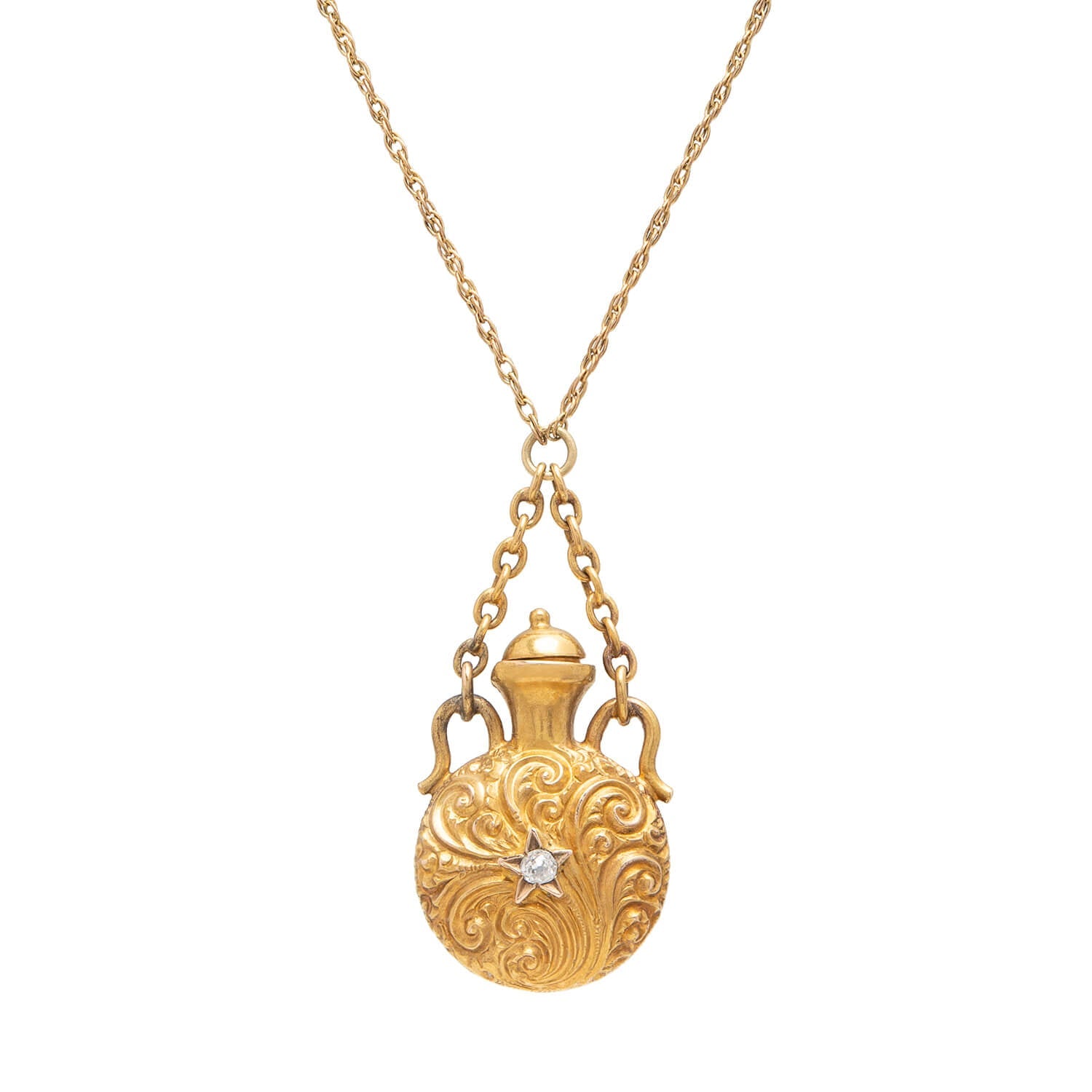 Victorian 15k Diamond Repoussé Vinaigrette Pendant