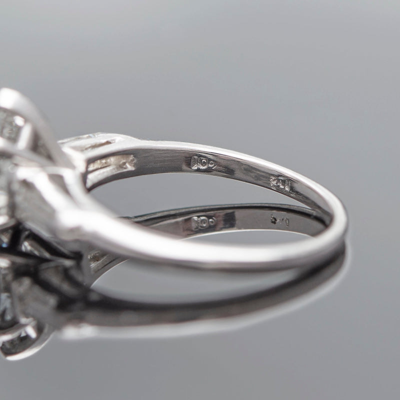 Art Deco Platinum Old Pear-Cut Diamond Engagement Ring 1.07ct