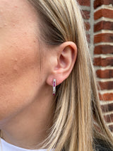 Art Deco 18k Diamond + Ruby Conversion Hoop Earrings