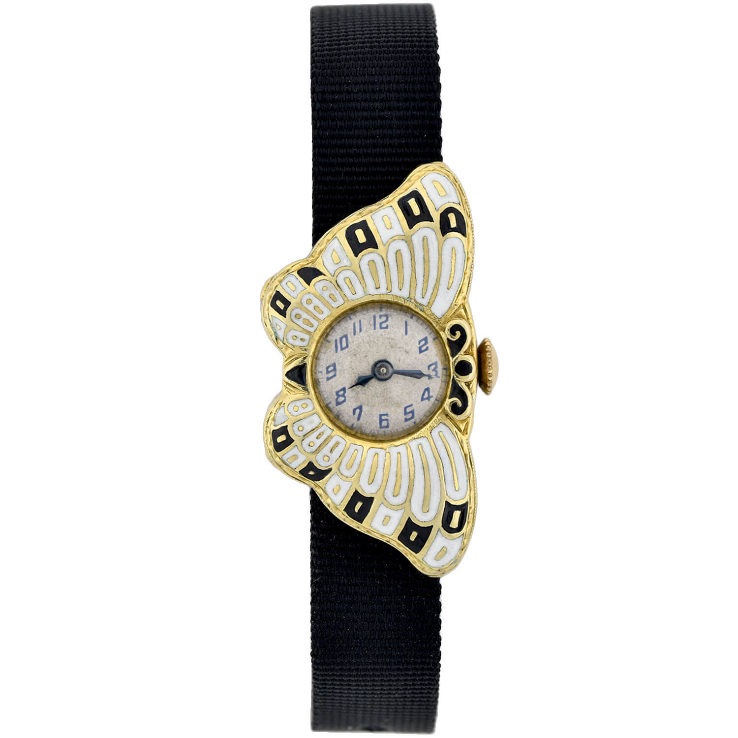 Vintage Sunset Watch Co. Gold Tone Enameled Butterfly Watch