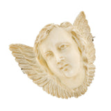 Victorian Hand Carved Ivory Angel Face & Wings Pin