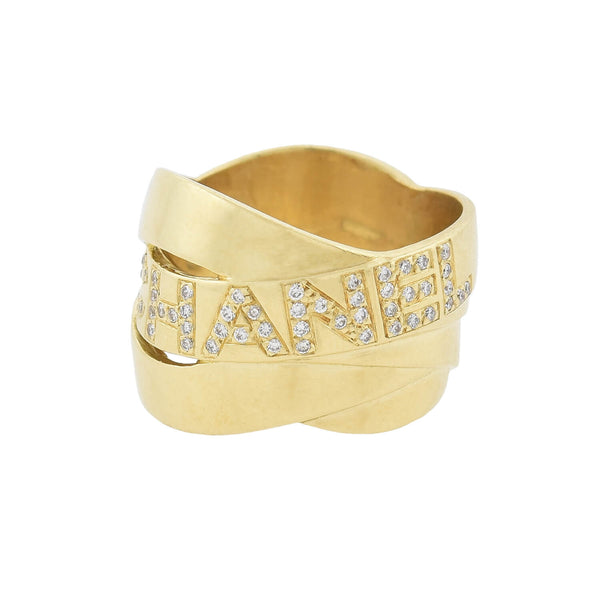 CHANEL Estate French 18kt Gold Diamond "Bolduc" Ring