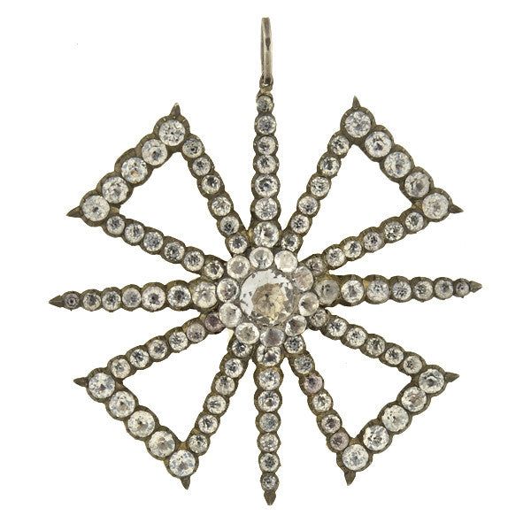 Victorian Large Sterling & French Paste Maltese Cross Pendant